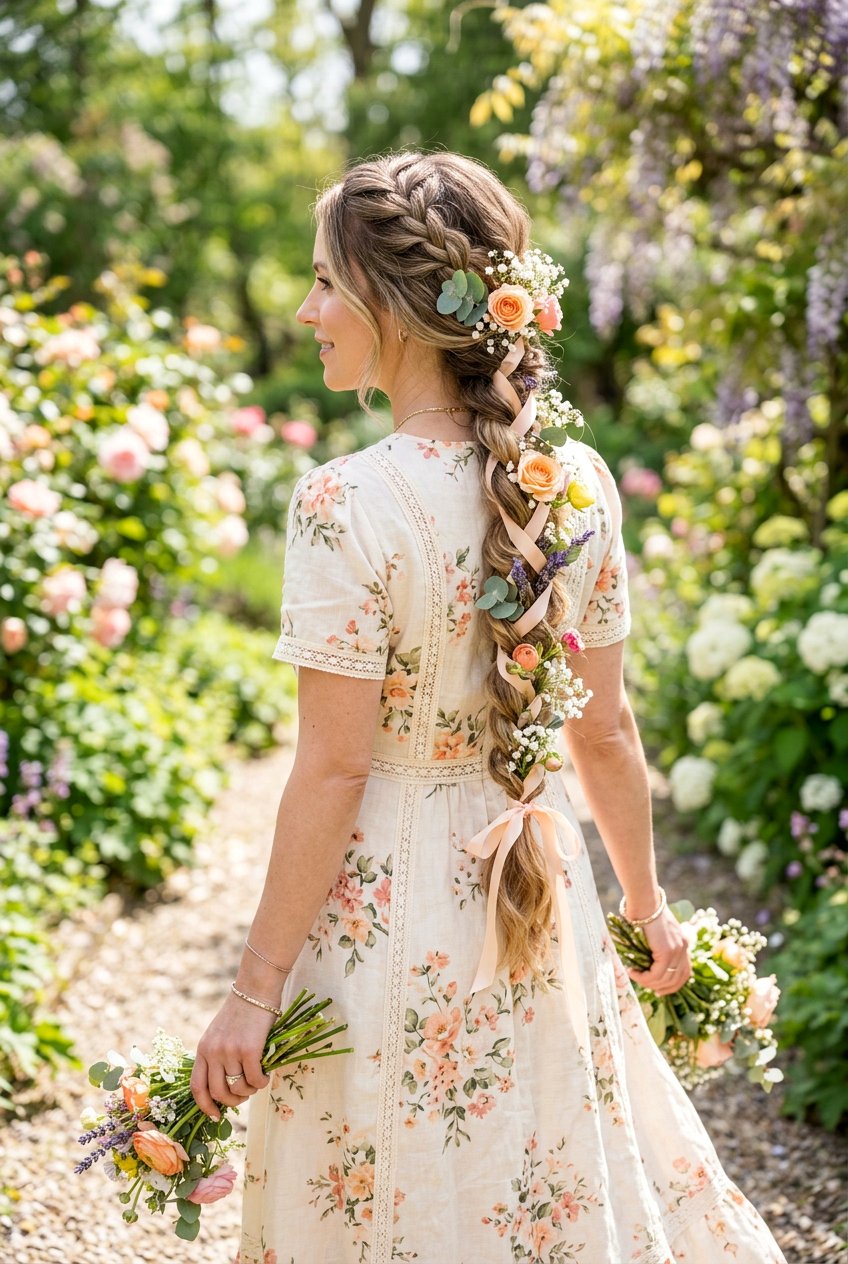 Floral Braid With Ribbon - 20 floral braid hairstyle - 20 floral braid hairstyle