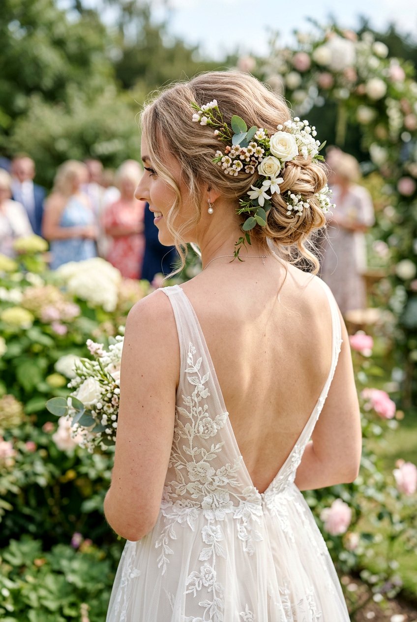 Floral Bridal Updo With Fresh Flowers - 20 romantic bridal updo - 20 romantic bridal updo