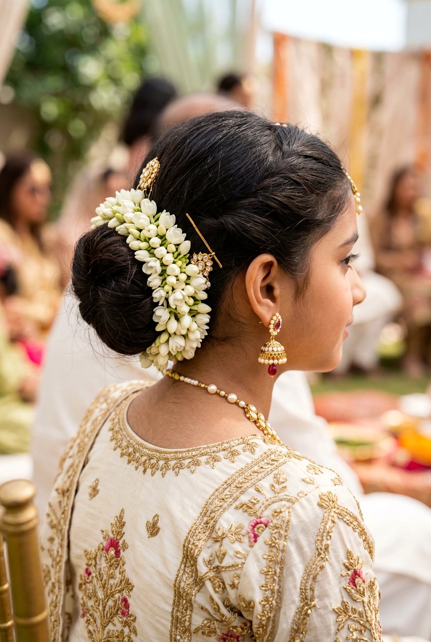 Floral Bun For Eid - 20 eid hairstyles for girls - 20 eid hairstyles for girls