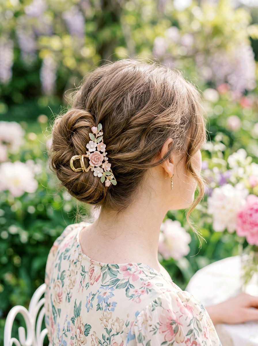 Floral Claw Clip Updo - 20 y2k claw clip updo - 20 y2k claw clip updo