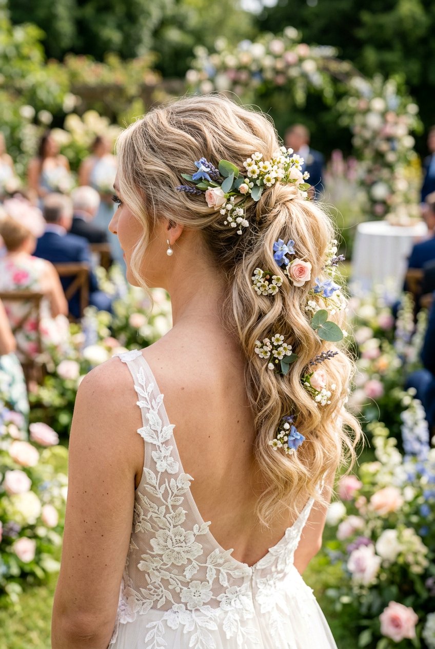 Floral Embellished Ponytail - 20 chic ponytail for mother of the bride - 20 chic ponytail for mother of the bride