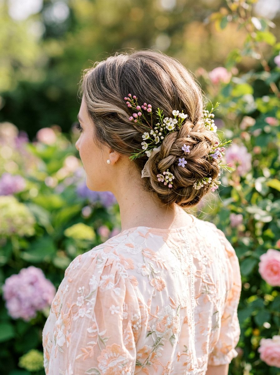 Floral Low Bun - 20 classy low bun hairstyle ideas - 20 classy low bun hairstyle ideas