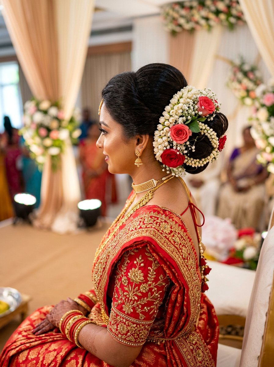 Flower Bun Hairstyle - 20 pre wedding shoot hairstyles - 20 pre wedding shoot hairstyles