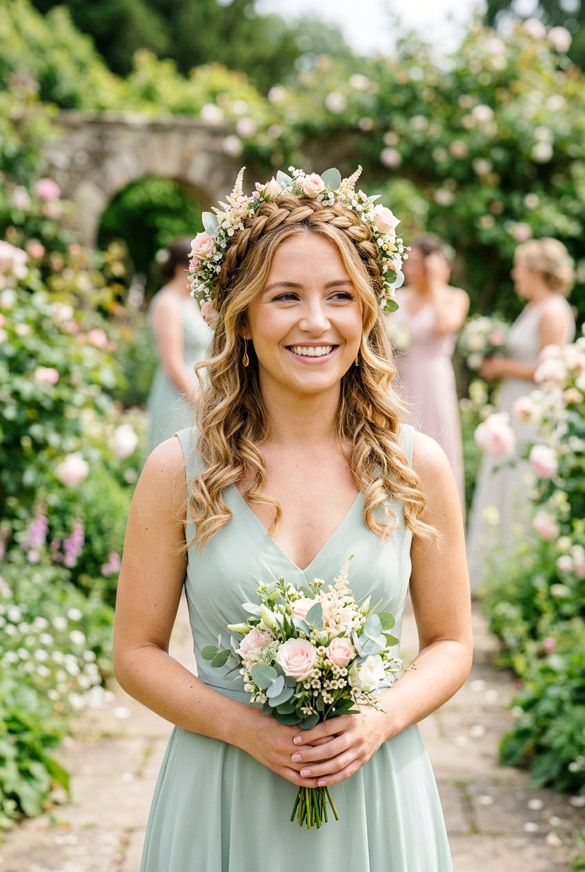 Flower Crown Braid For Bridesmaids - 20 flower crown braid hairstyle - 20 flower crown braid hairstyle