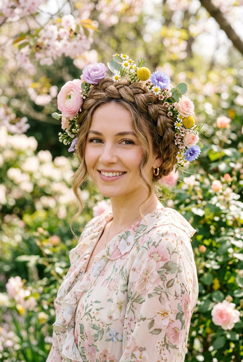 Flower Crown Braid For Spring - 20 flower crown braid hairstyle - 20 flower crown braid hairstyle