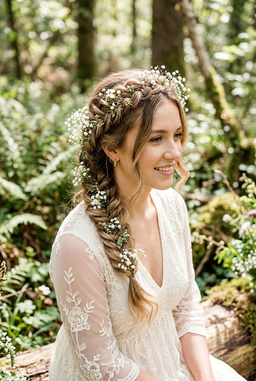 Flower Crown Braid - 20 fairycore half up hairstyle - 20 fairycore half up hairstyle