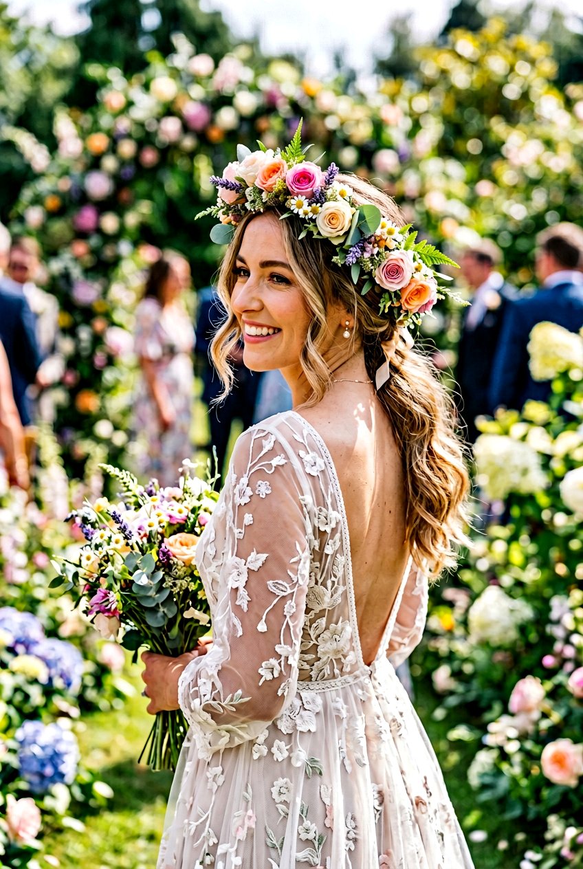 Flower Crown Ponytail - 20 boho bridal ponytail - 20 boho bridal ponytail