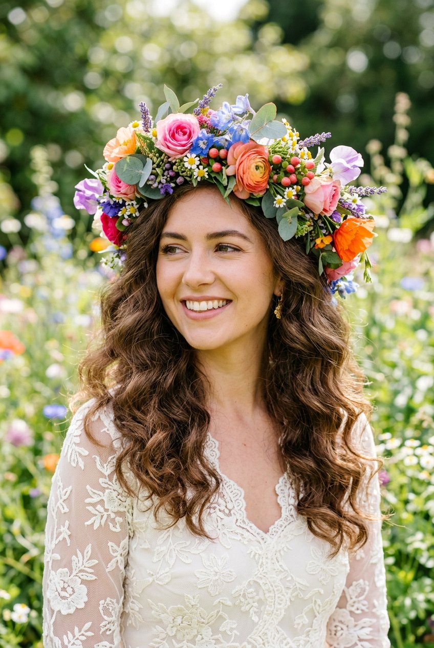 Flower Crown Waves - 20 boho festival waves hairstyle