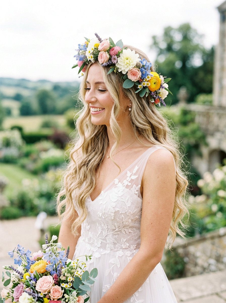 Flower Crown Wedding Hair - 20 wedding hairstyles for outdoor ceremony - 20 wedding hairstyles for outdoor ceremony