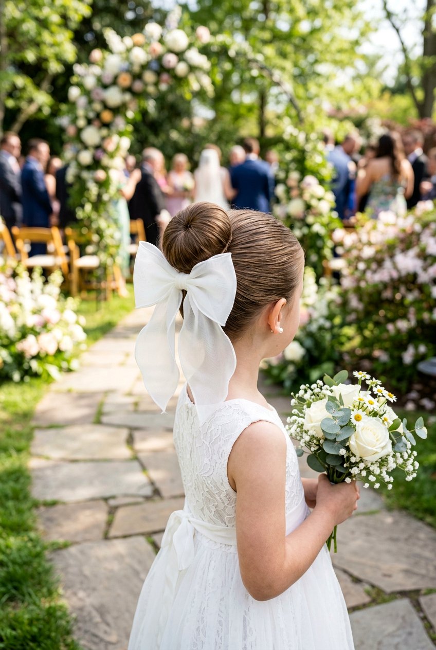 Flower Girl Bun With Ribbon - 20 flower girl bun hairstyle - 20 flower girl bun hairstyle