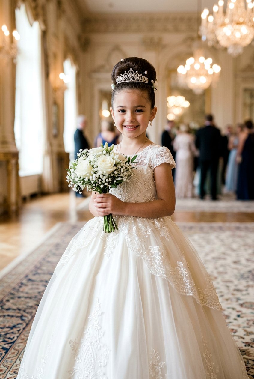 Flower Girl Bun With Tiara - 20 flower girl bun hairstyle - 20 flower girl bun hairstyle