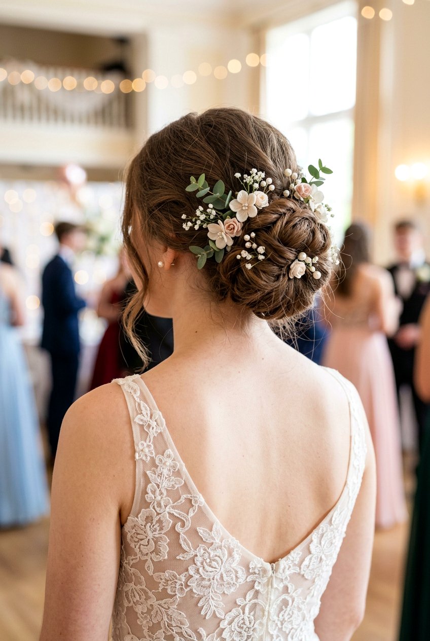 Flower Pin Bun for Prom - 20 prom bun hairstyles - 20 prom bun hairstyles