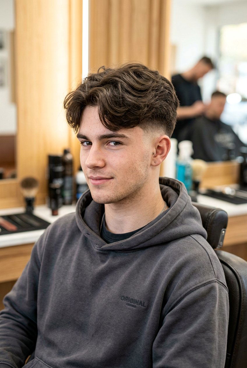 Fluffy Middle Part with Taper Fade - 20 boys fluffy middle part haircut - 20 boys fluffy middle part haircut