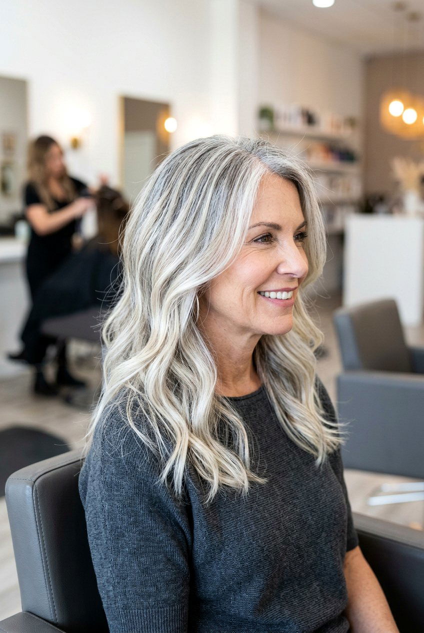 Foilayage For Gray Hair - 20 gray blending hair color - 20 gray blending hair color