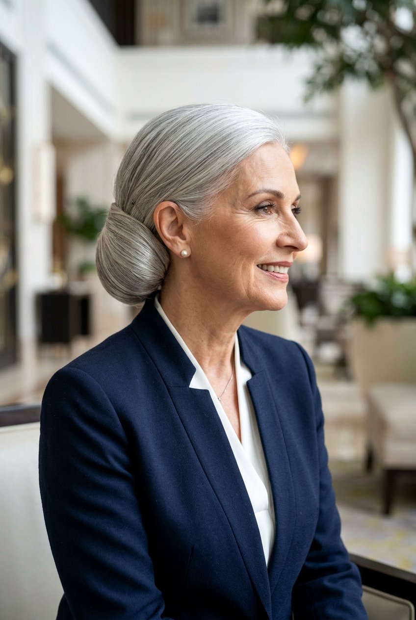 Folded Chignon Style - 20 polished wedding bun for older women - 20 polished wedding bun for older women