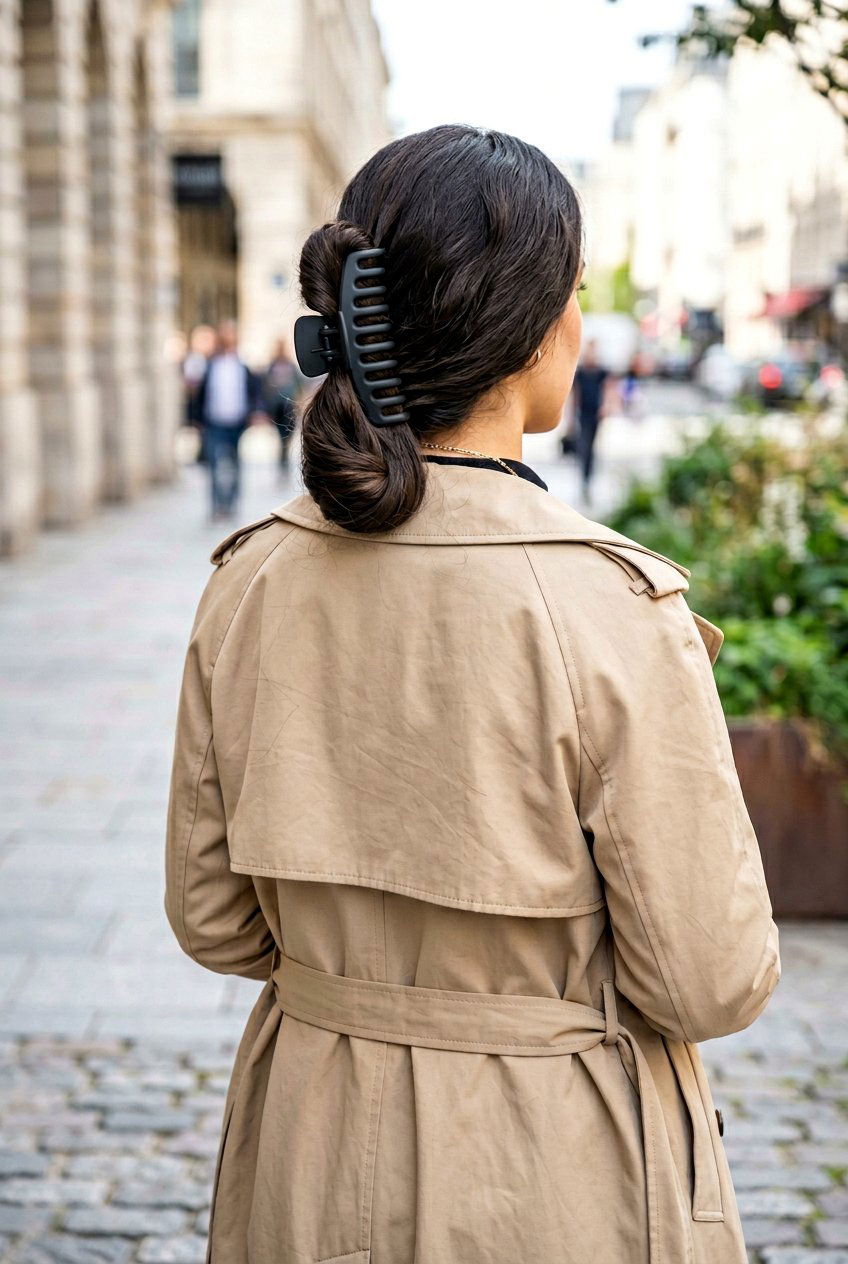 Folded Long Hair Twist - 20 easy claw clip twist for school - 20 easy claw clip twist for school