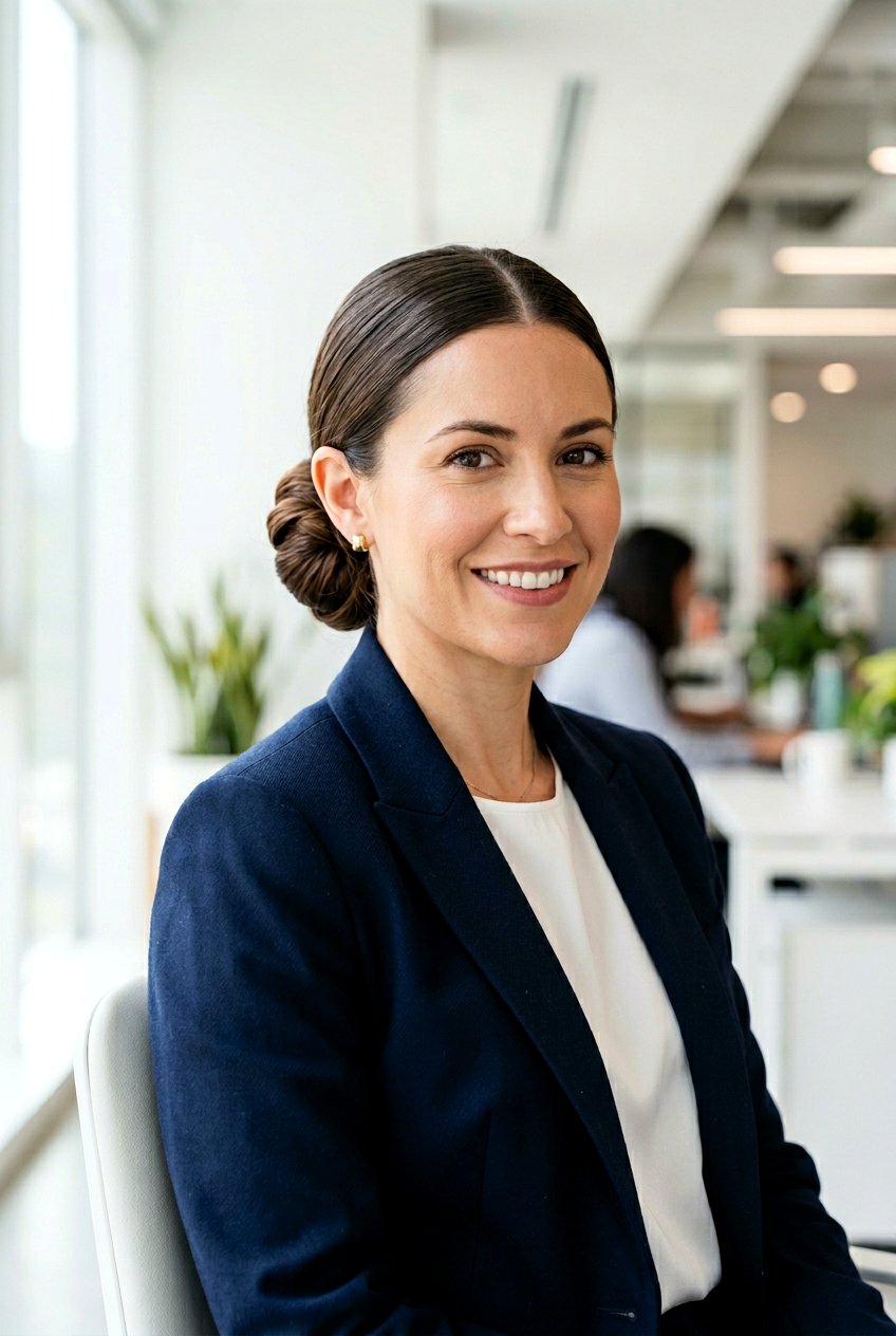 Folded Low Bun - 20 professional low bun with middle part - 20 professional low bun with middle part