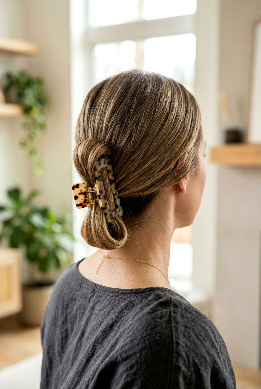 Folded Low Ponytail - 20 windy day claw clip hairstyle - 20 windy day claw clip hairstyle