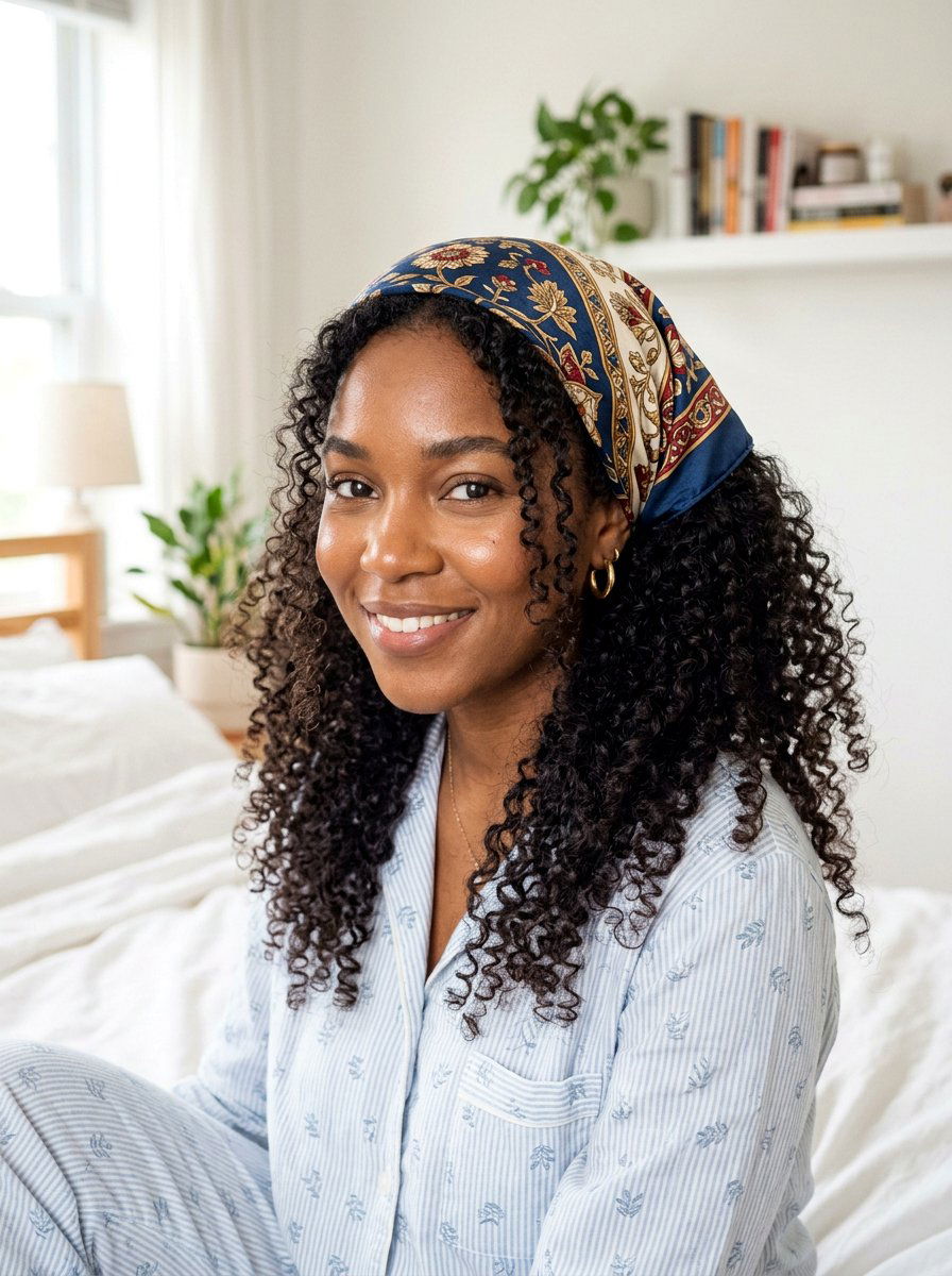 Folded Scarf - 20 overnight styles for curly hair protection - 20 overnight styles for curly hair protection