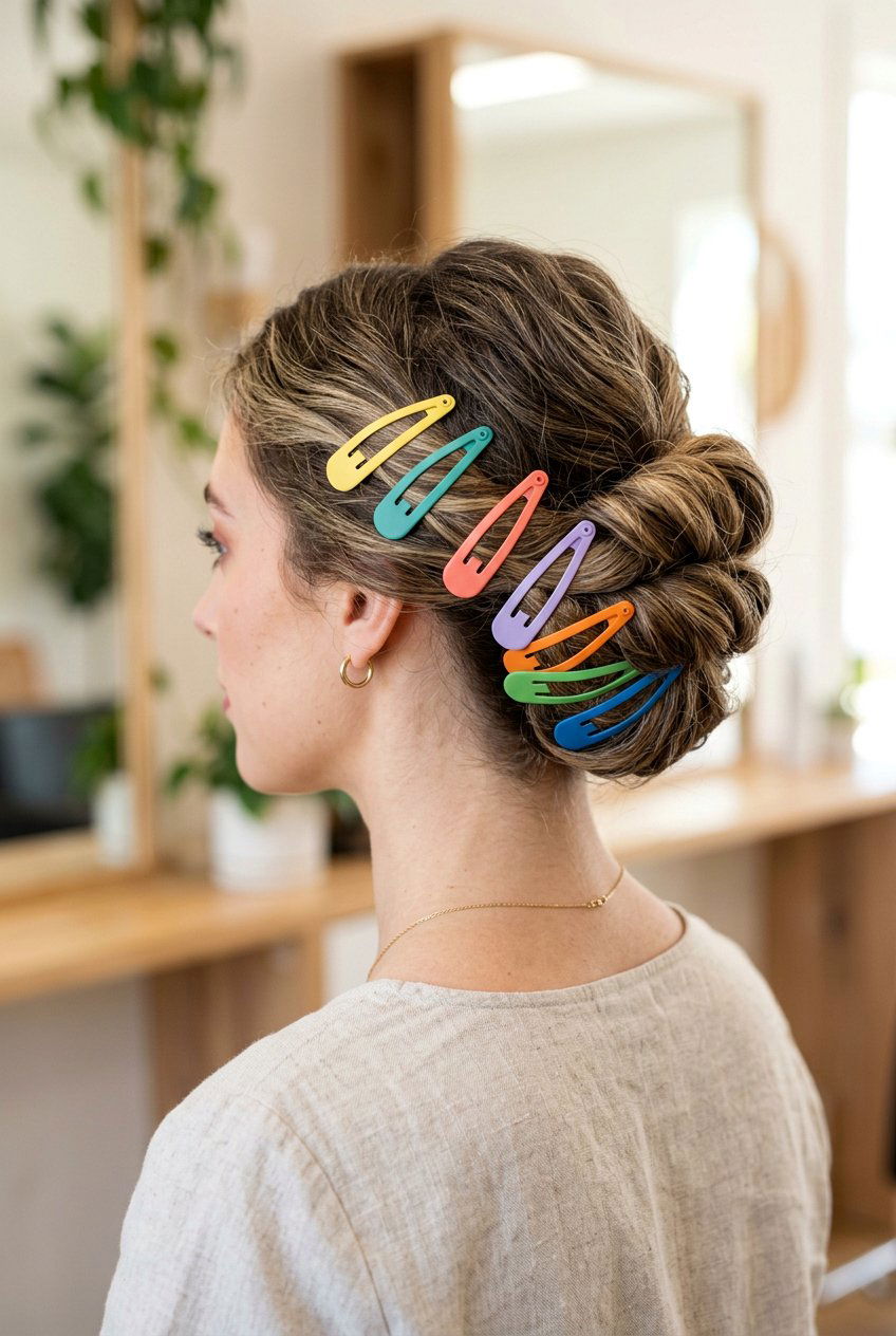 Folded Updo with Clips - 20 school hairstyle for naturally curly hair - 20 school hairstyle for naturally curly hair