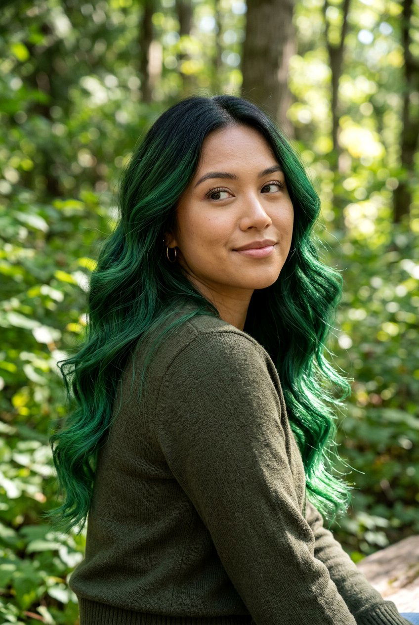 Forest Green Balayage On Black Hair - 20 forest green balayage on dark hair - 20 forest green balayage on dark hair