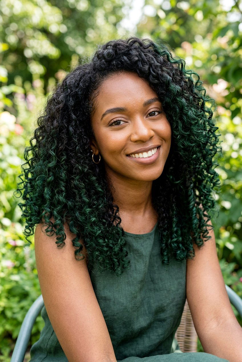 Forest Green Balayage On Dark Curly Hair - 20 forest green balayage on dark hair - 20 forest green balayage on dark hair