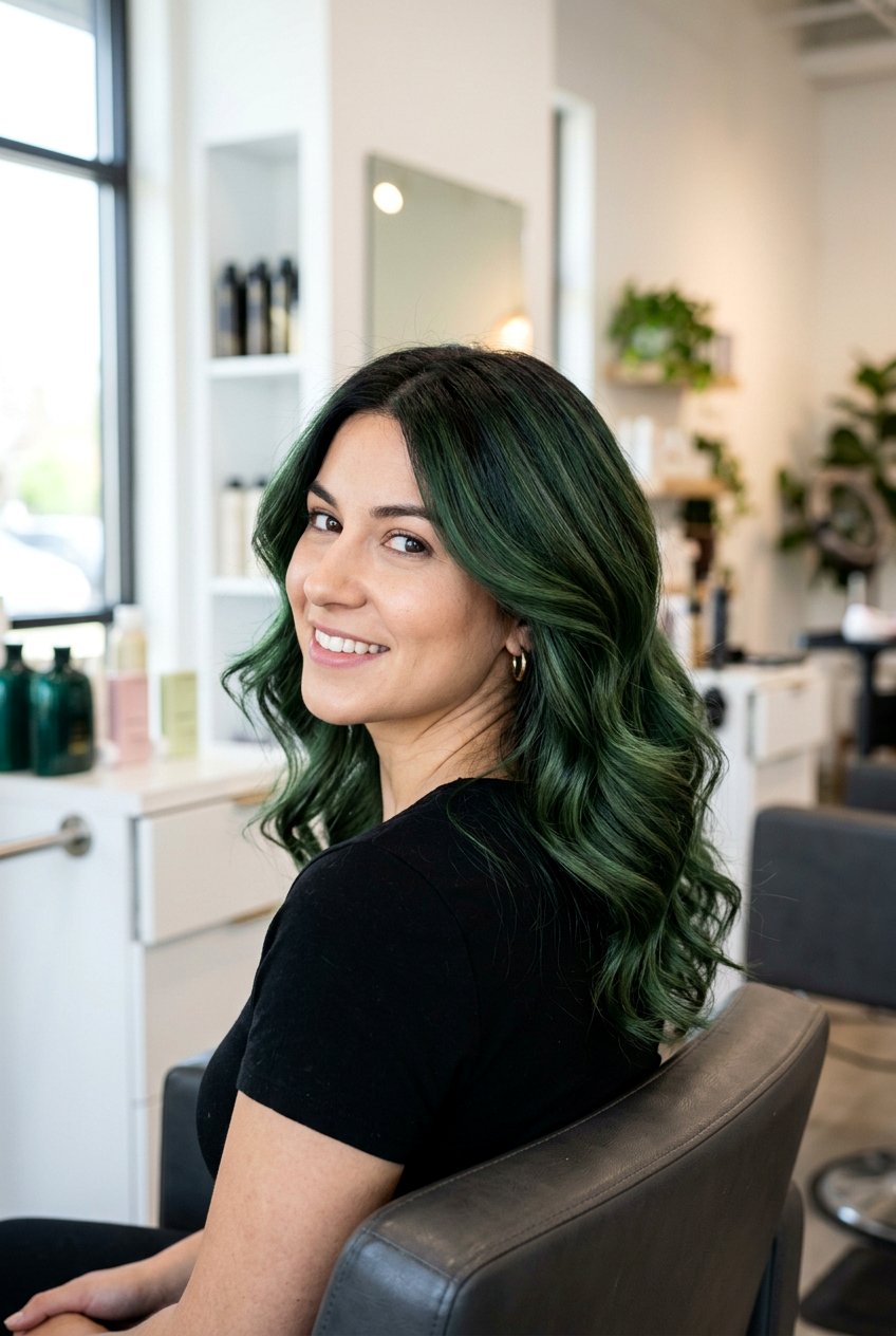 Forest Green Balayage On Dark Fine Hair - 20 forest green balayage on dark hair - 20 forest green balayage on dark hair