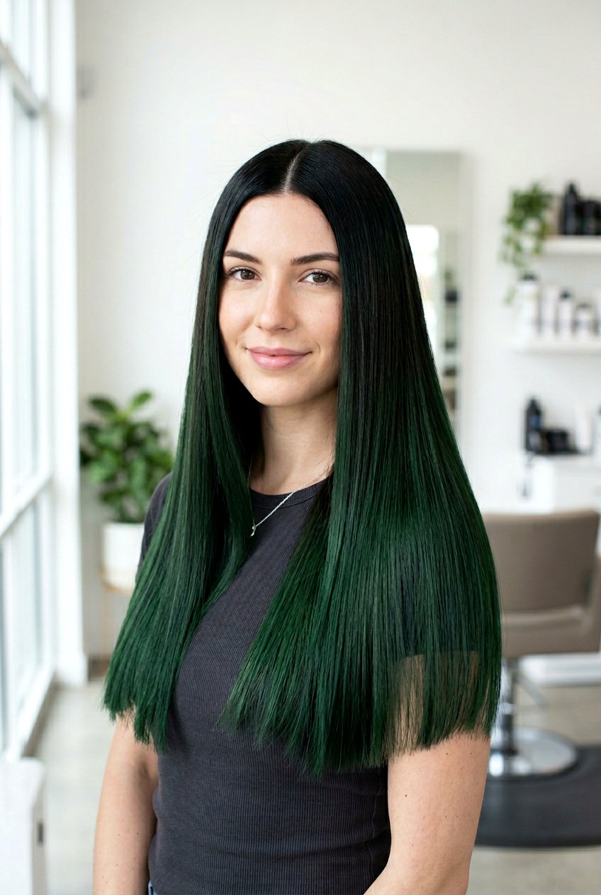 Forest Green Balayage On Dark Straight Hair - 20 forest green balayage on dark hair - 20 forest green balayage on dark hair