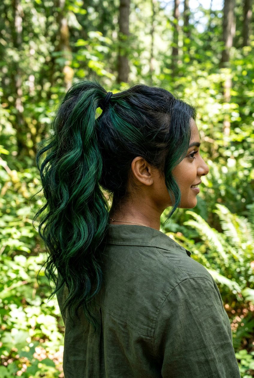 Forest Green Balayage On Dark Thick Hair - 20 forest green balayage on dark hair - 20 forest green balayage on dark hair