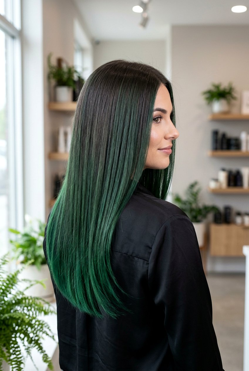 Forest Green Balayage With Dark Ash Brown Base - 20 forest green balayage on dark hair - 20 forest green balayage on dark hair