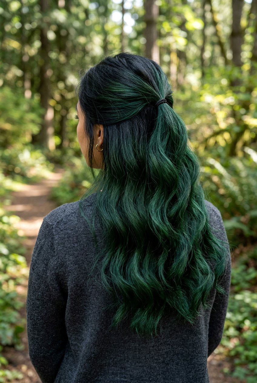 Forest Green Balayage With Dark Roots - 20 forest green balayage on dark hair - 20 forest green balayage on dark hair