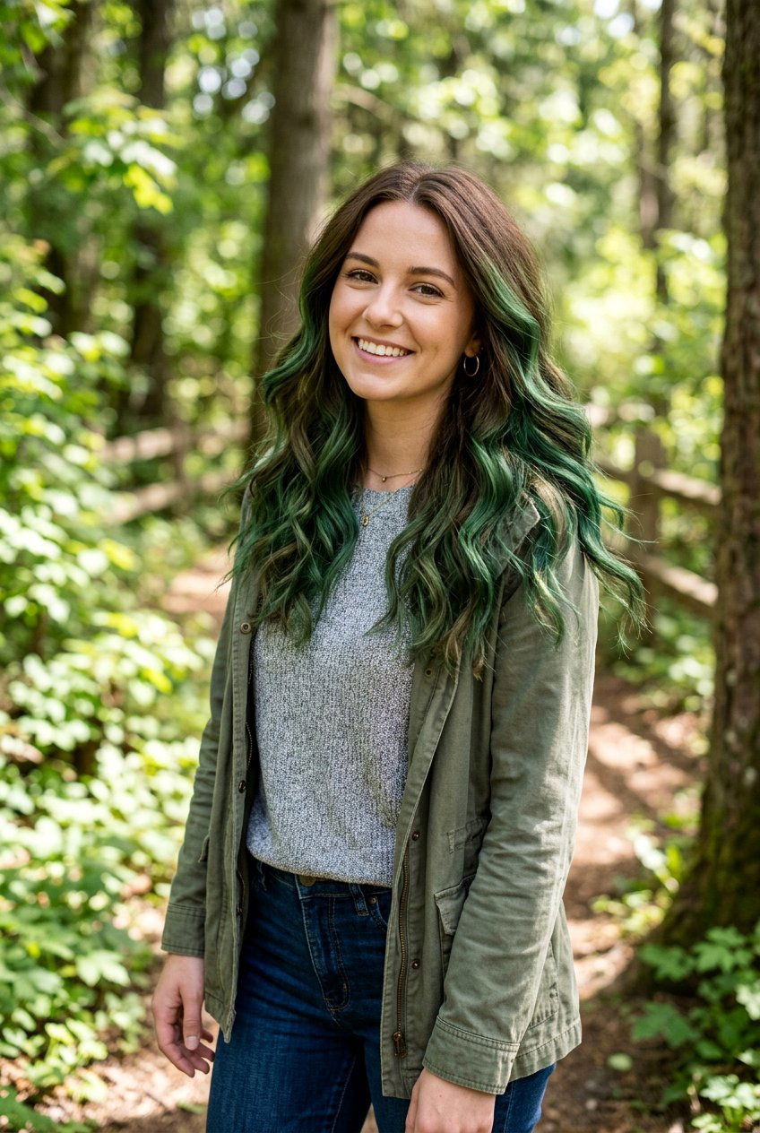 Forest Green Balayage - 20 forest green hair color - 20 forest green hair color