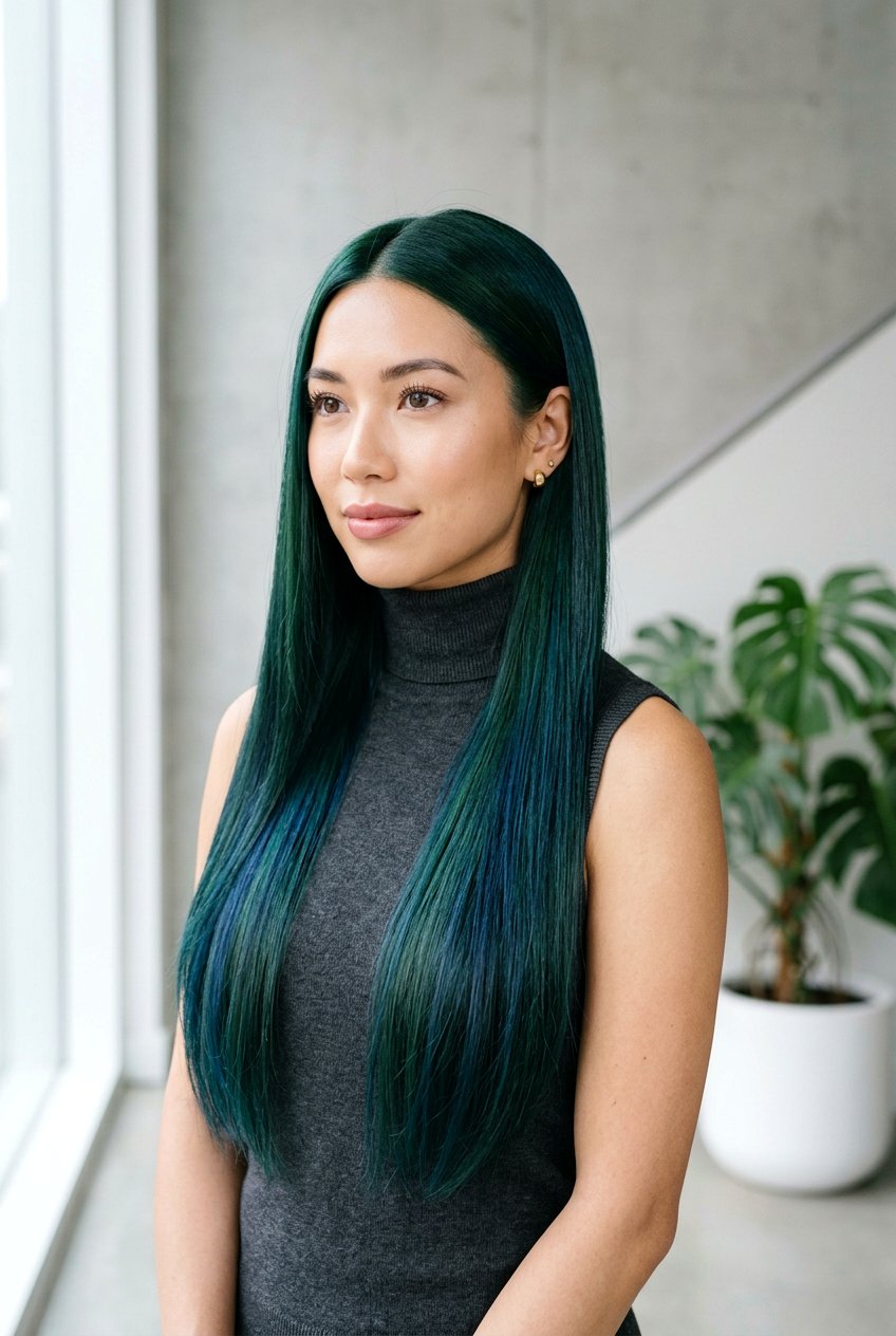 Forest Green Hair with Blue Undertones - 20 forest green hair color - 20 forest green hair color