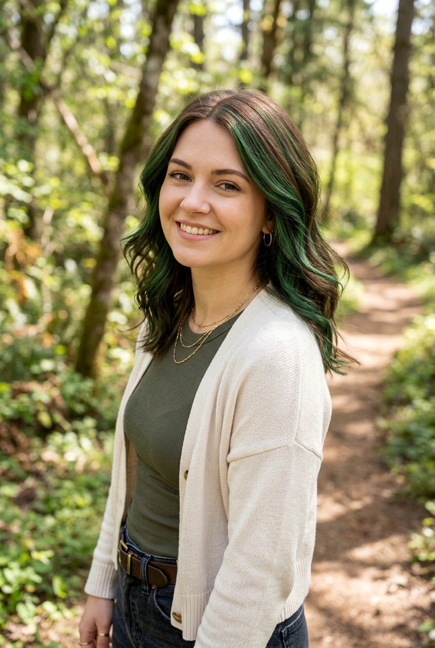 Forest Green Highlights on Brown Hair - 20 forest green hair color - 20 forest green hair color