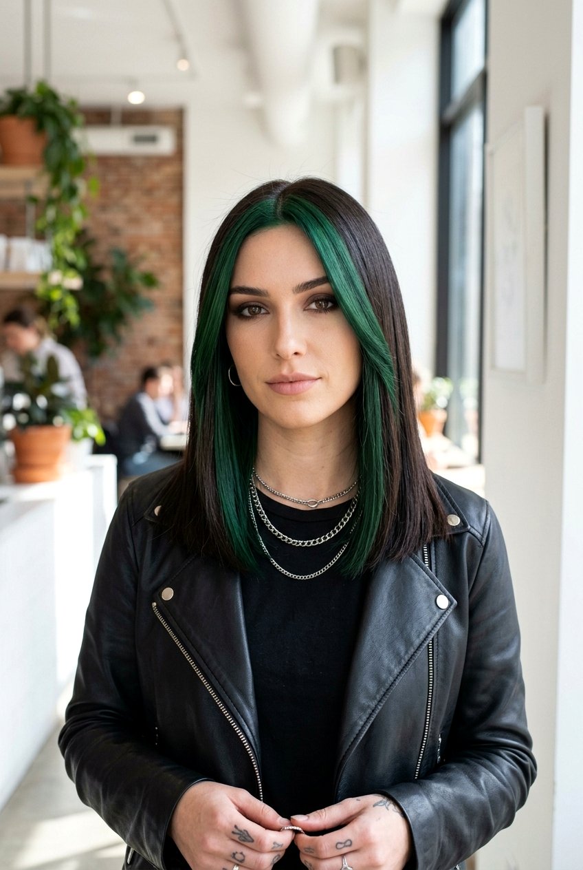 Forest Green Money Piece Hair - 20 forest green hair color - 20 forest green hair color