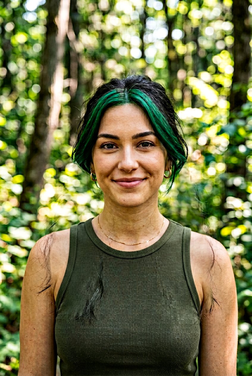 Forest Green Money Piece On Dark Hair - 20 forest green balayage on dark hair - 20 forest green balayage on dark hair