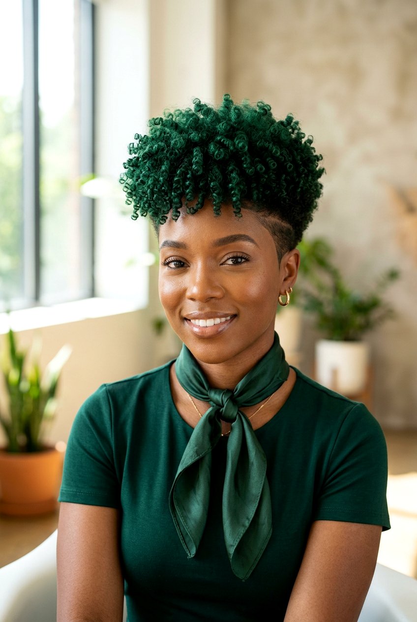 Forest Green Tapered Fro - 20 tapered fro with color for women - 20 tapered fro with color for women
