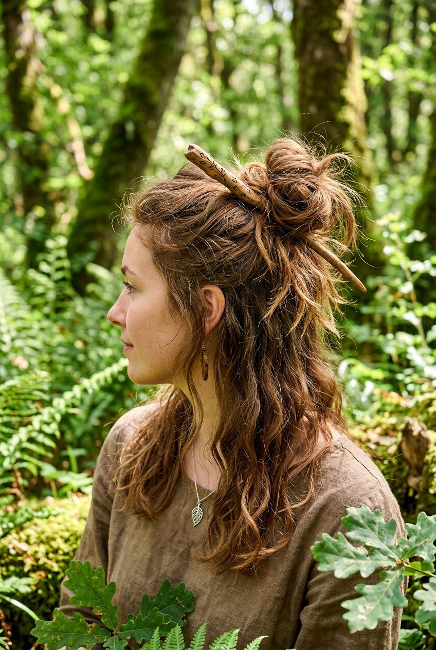 Forest Nymph Half Up Bun - 20 fairycore half up hairstyle - 20 fairycore half up hairstyle