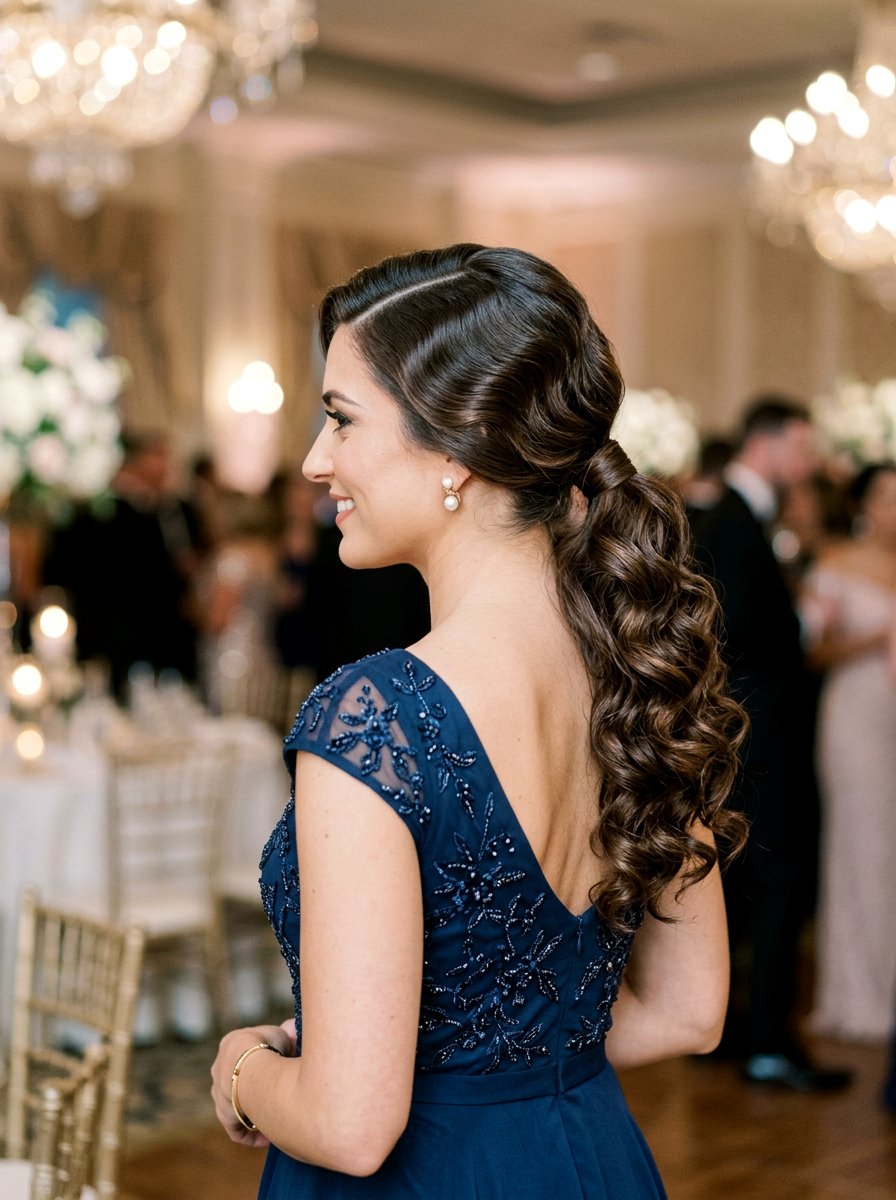 Formal Curly Side Part Ponytail - 20 western ponytail with curls - 20 western ponytail with curls