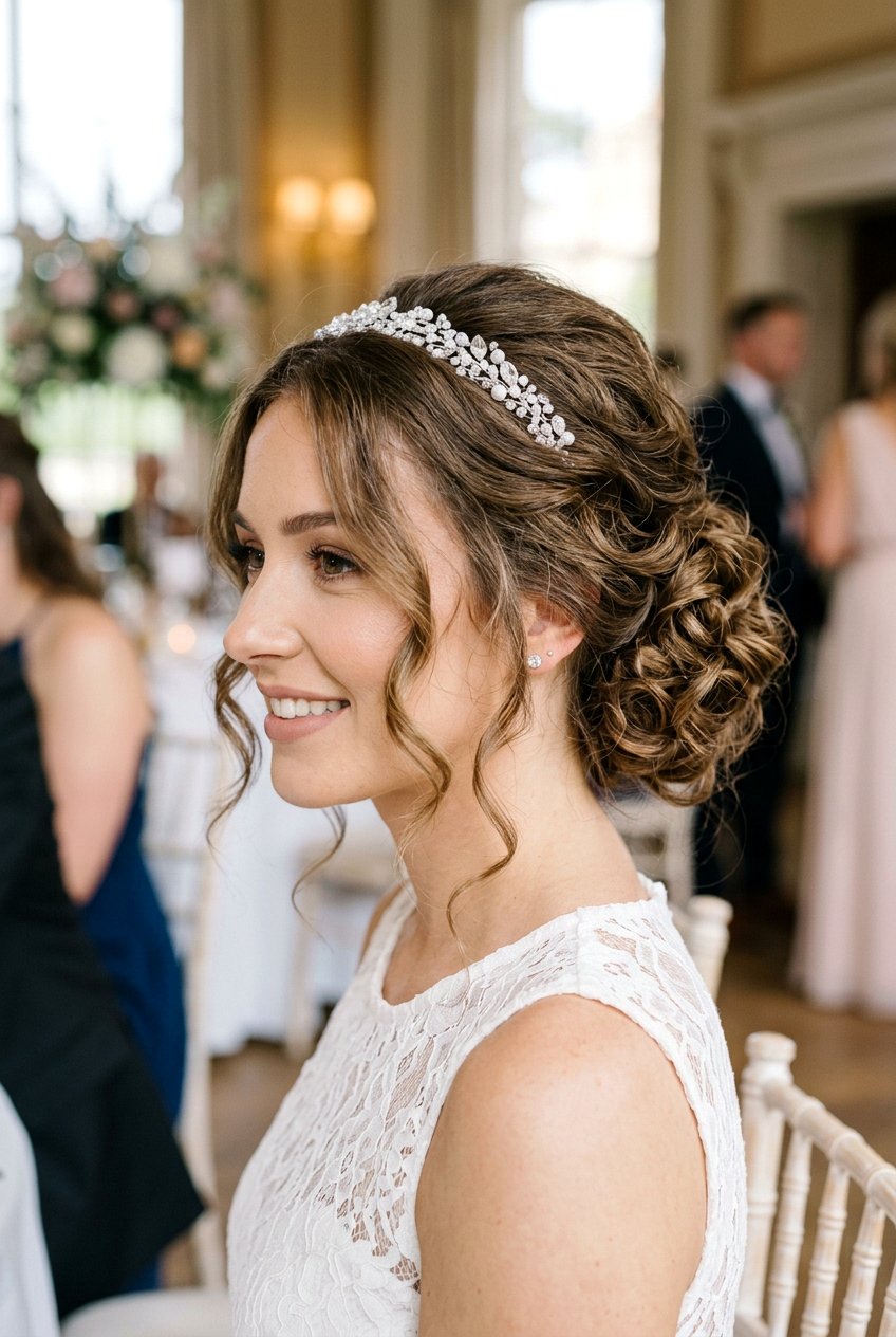 Formal Headband Curls Updo - 20 headband curls hairstyle - 20 headband curls hairstyle