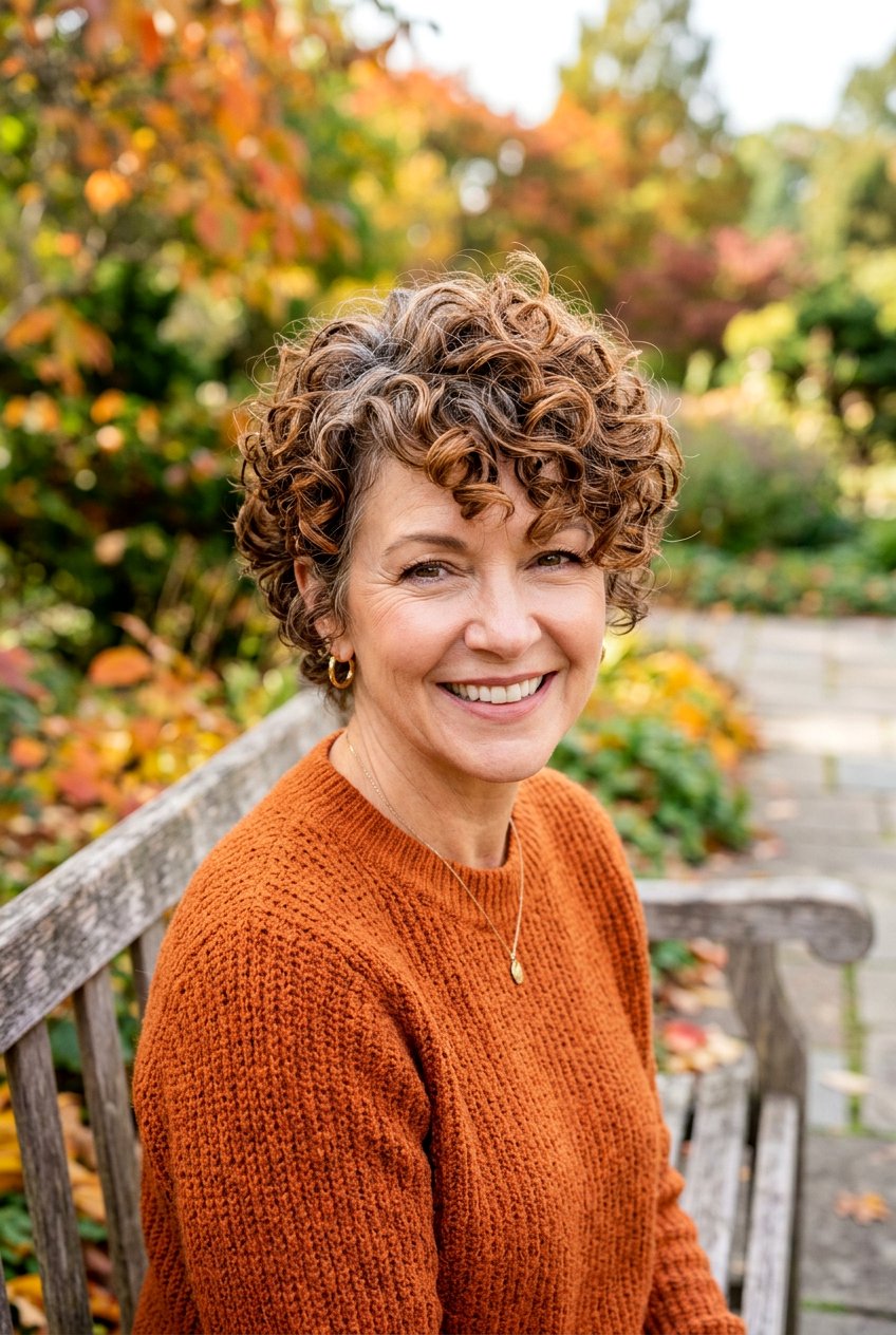 Forward Styled Curly Pixie - 20 curly pixie for mature women - 20 curly pixie for mature women