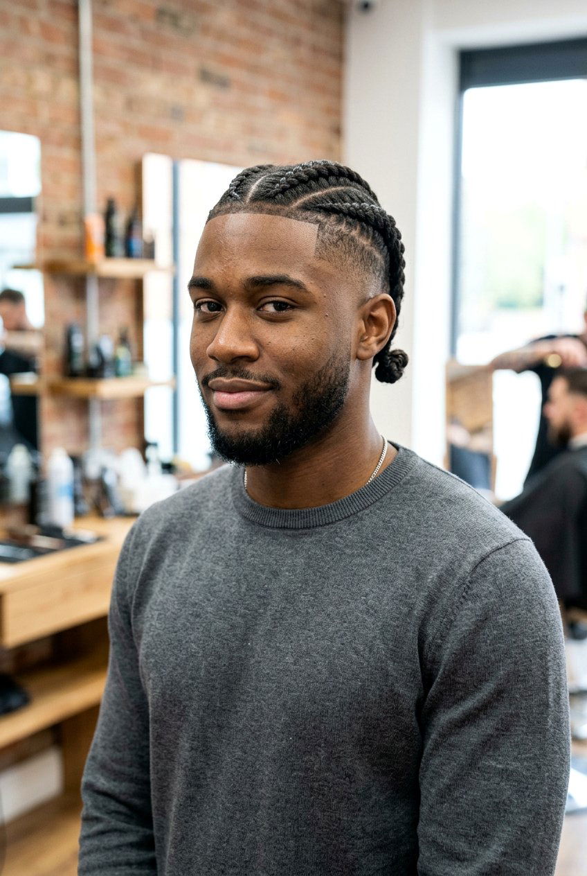 Four Cornrow Braids With Skin Fade - 20 cornrows for men with fade - 20 cornrows for men with fade