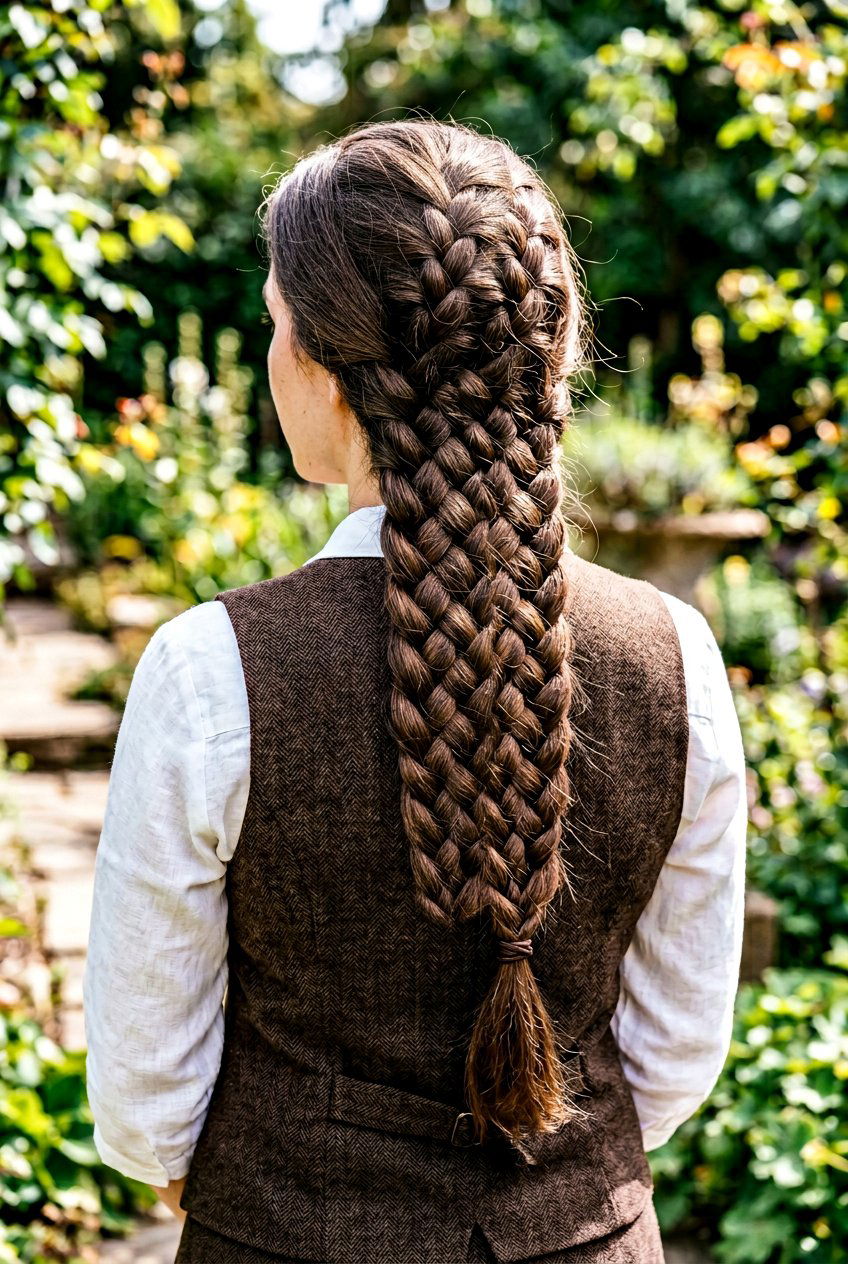 Four Strand Braid - 20 light academia braid hairstyle - 20 light academia braid hairstyle
