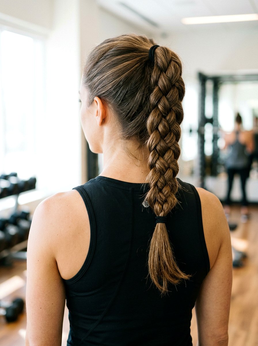 Four Strand Braid Ponytail - 20 workout ponytail with braid - 20 workout ponytail with braid