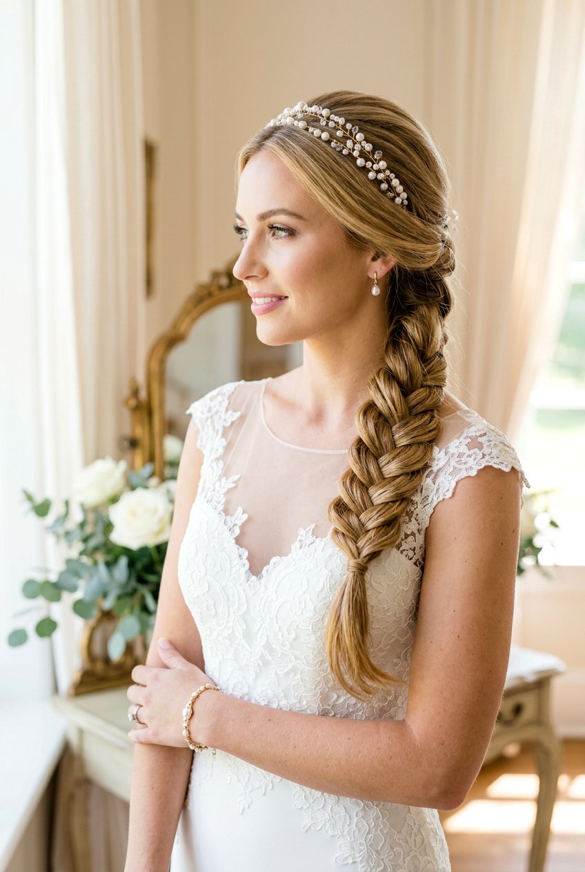 Four Strand Braid Side Style - 20 bridal hairstyle with romantic braid - 20 bridal hairstyle with romantic braid
