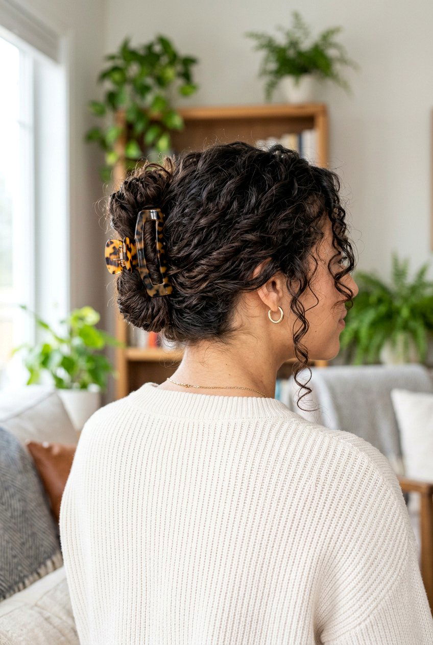 Fourth Day Curly Claw Clip Updo - 20 fourth day curly refresh styles - 20 fourth day curly refresh styles