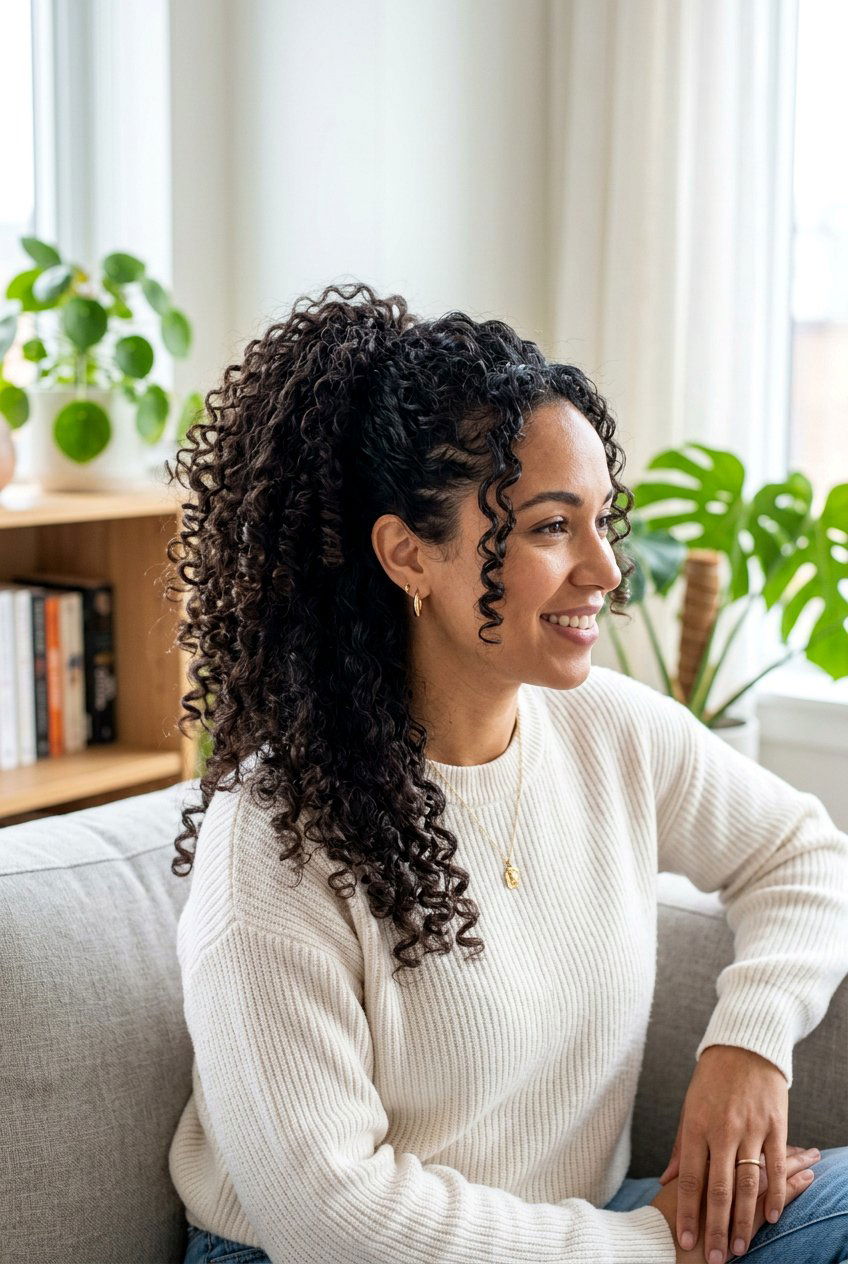 Fourth Day Curly Loose High Ponytail - 20 fourth day curly refresh styles - 20 fourth day curly refresh styles