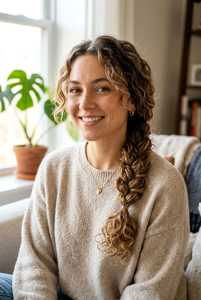 Fourth Day Curly Loose Side Braid - 20 fourth day curly refresh styles - 20 fourth day curly refresh styles