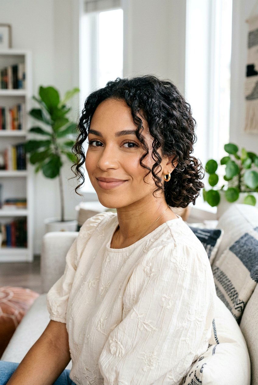 Fourth Day Curly Low Bun With Loose Pieces - 20 fourth day curly refresh styles - 20 fourth day curly refresh styles