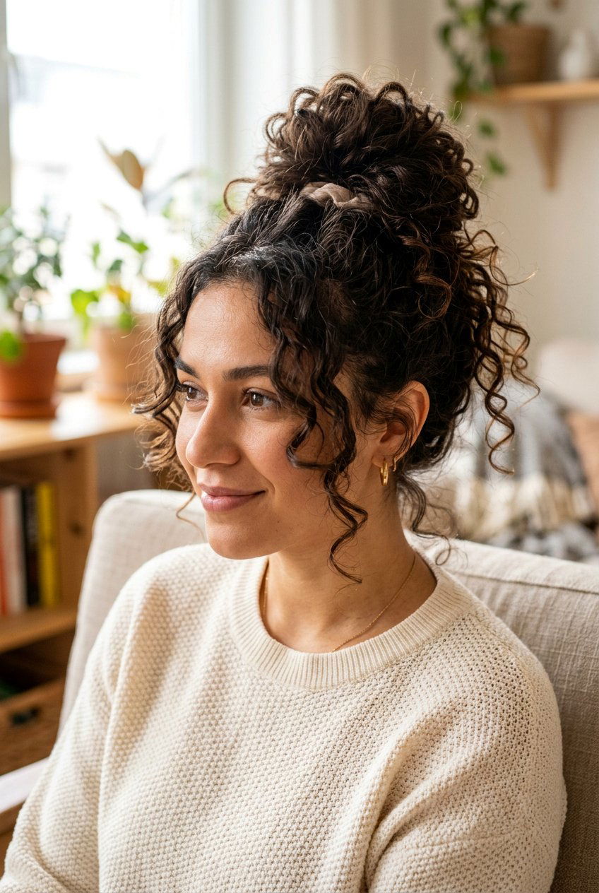 Fourth Day Curly Messy Bun - 20 fourth day curly refresh styles - 20 fourth day curly refresh styles